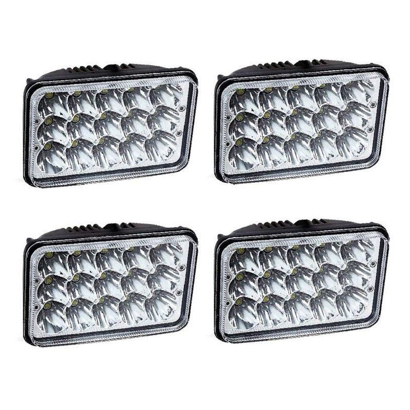 AMUNIESUN DOT Approved 4X6 LED Headlights Compatible with Freightliner FL60 FL70 FL80 Classic FLD120 FLD112 - Rectangular Square Clear Sealed Beam H4651/H4642/H4652/H4656/H4666/H4668/H6545 Replacement 4PCS - Image 1